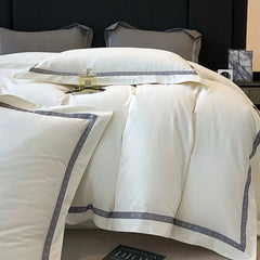 100% Cotton Thickened Brushed Fabric Simple Embroidery Bedding Set