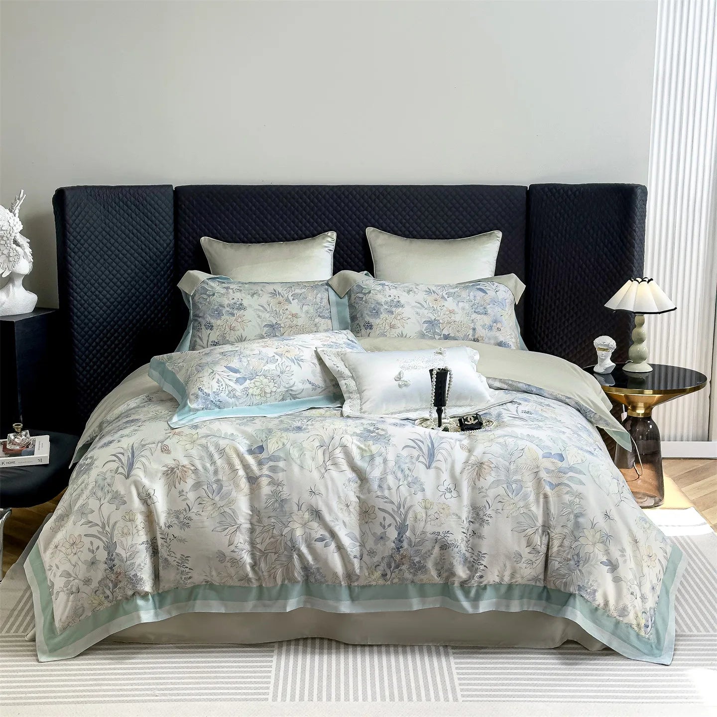 Flowers Prints Luxury Queen King Size Bedding Set