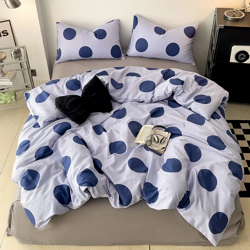 Simple Green Striped Duvet Cover Bed Sheet Pillowcase Set Full Queen King Cotton Bedding Set