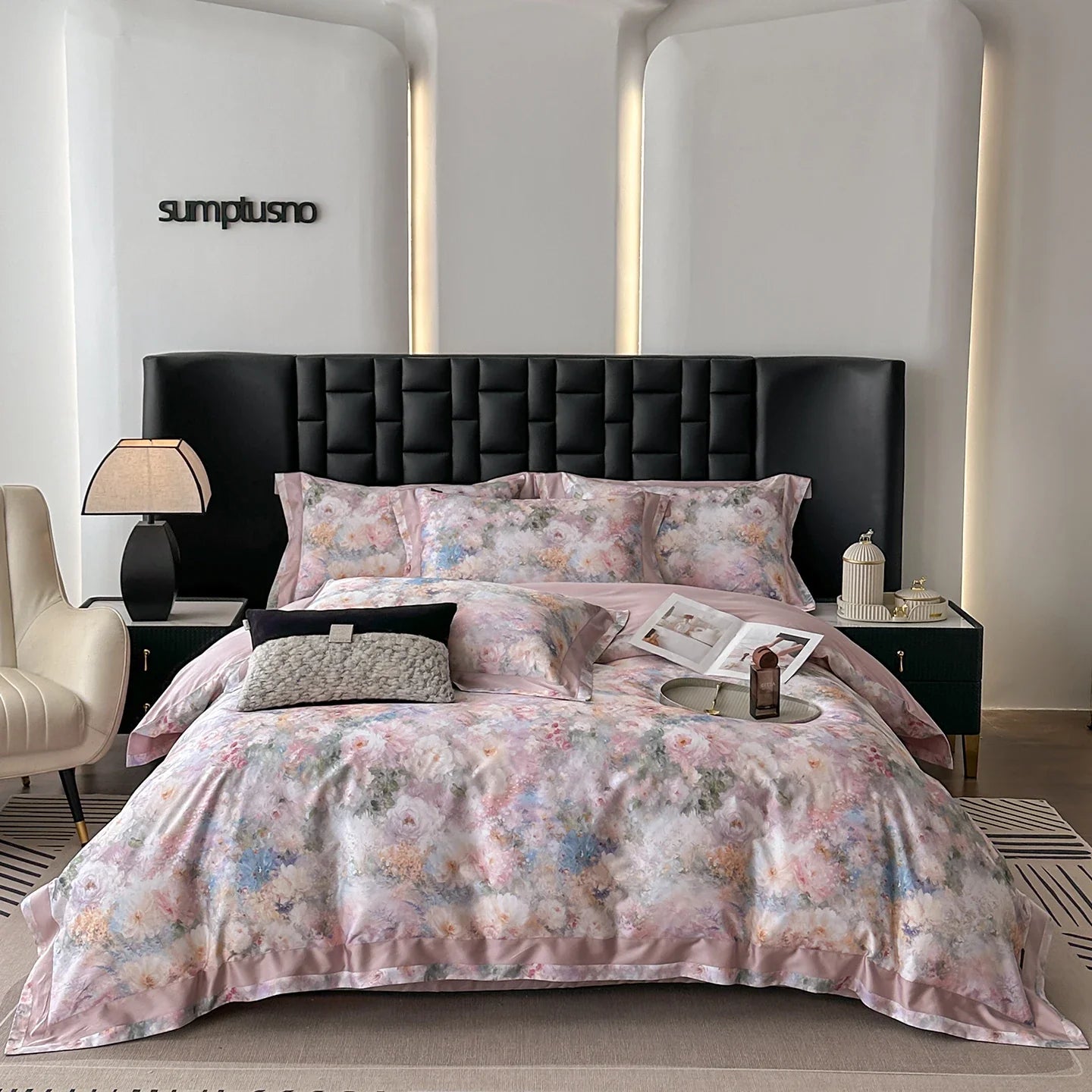 Flowers Print Luxury Queen King Size Bedding Set