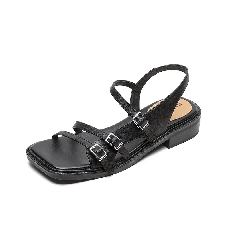 leather cowhide thick Heel