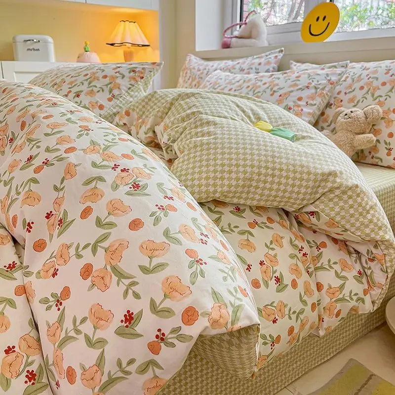Green Floral Bedding Set
