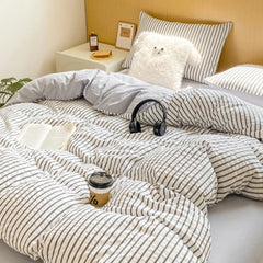Striped Printed Microfiber Duvet Cover Set Breathable Lightweight Soft Bedding  Set with Bed Sheet Pillowcase Full Queen Size