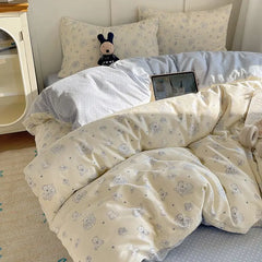 Cream Blue Bedding Set