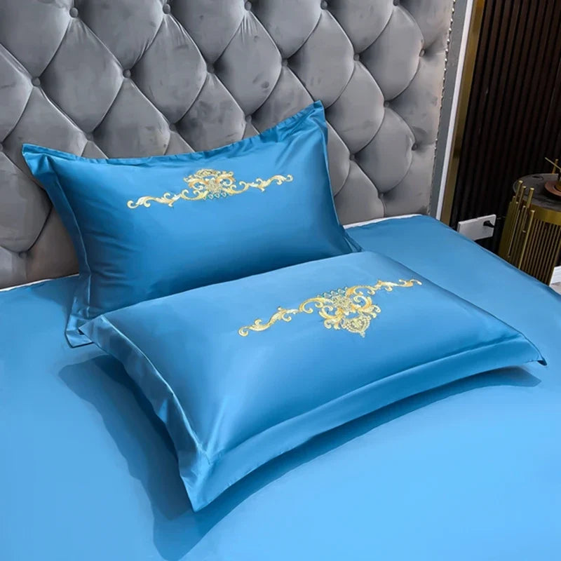 100% Cotton Golden Crown Embroidery Luxury Bedding Set