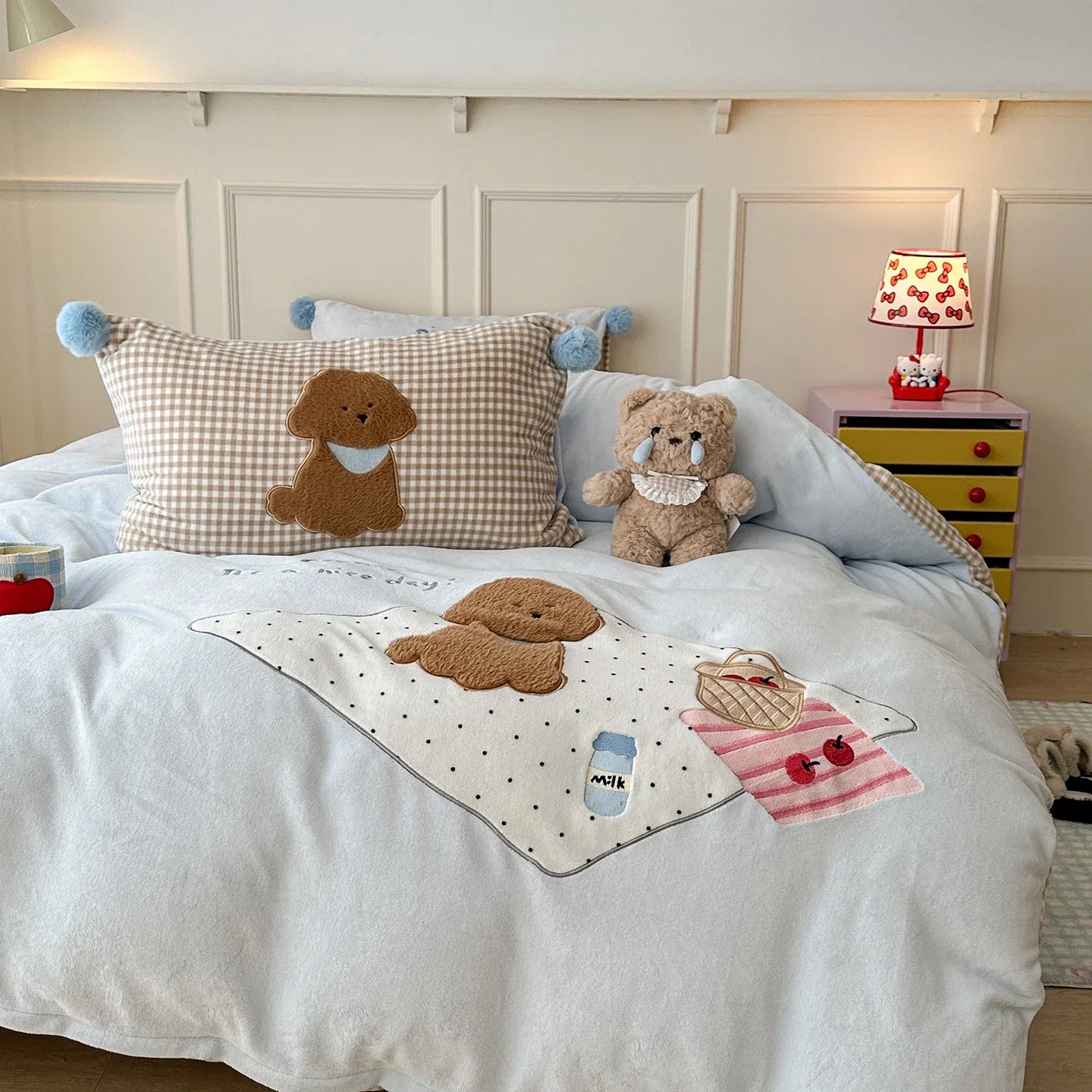 Milk Velvet Autumn Winter Warm Bedding Set