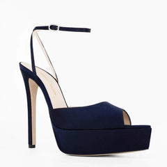 Nude Satin Platform Peep toe Crystal Banquet Shoes