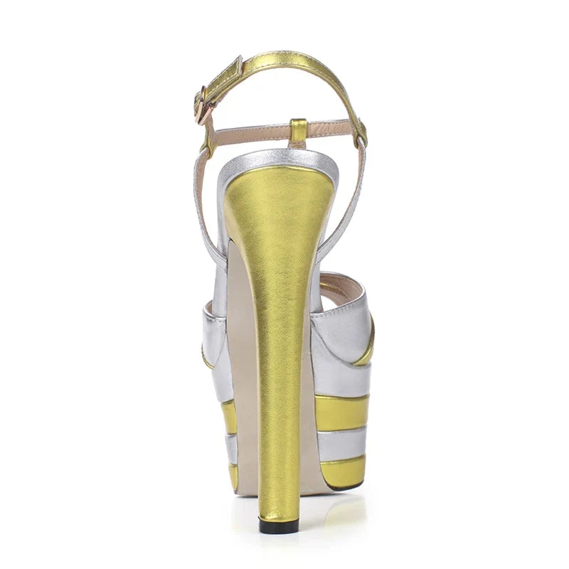 cowhide Platform rivet Peep toe Shoes