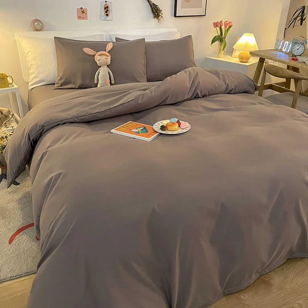 1 Pc Housse De Couette 220x240 White Gray Color Duvet Cover Double Size Funda Nordica Cama 150 Queen/King Size Bed Cover