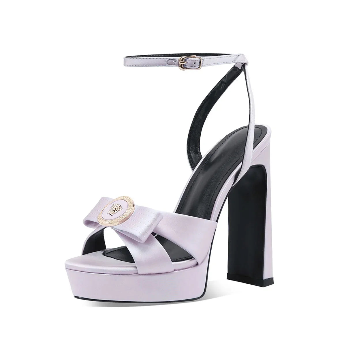 Purple Satin Platform Sandals
