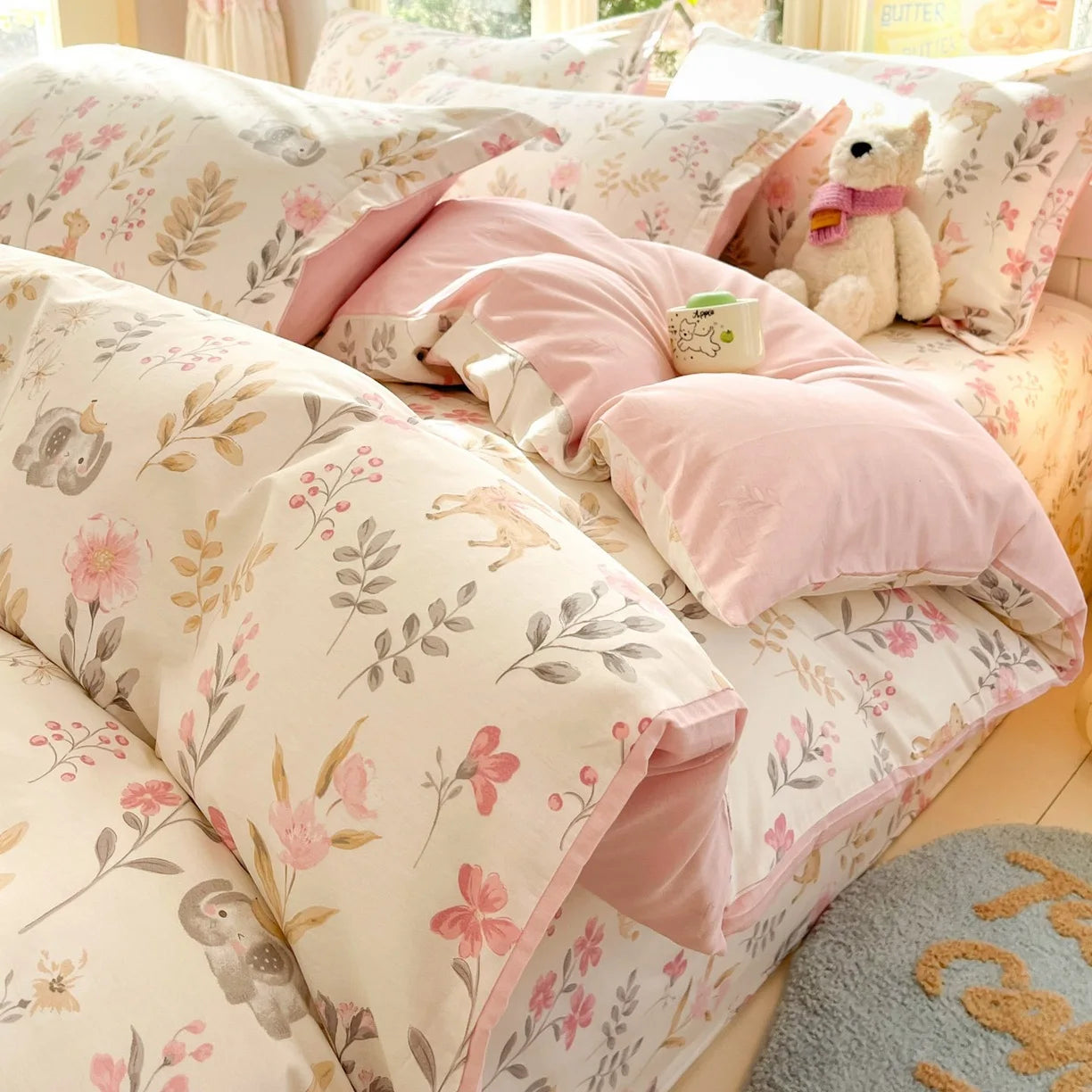 Pastoral Style Florals 100% Cotton Duvet Cover Soft Skin Friendly Single Double Bed Covers Pillowcases Queen King Bedding Set