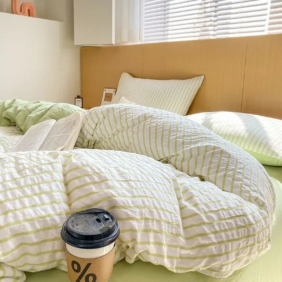 Striped Printed Microfiber Duvet Cover Set Breathable Lightweight Soft Bedding  Set with Bed Sheet Pillowcase Full Queen Size