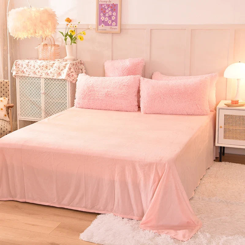 Thickened mink 4 pieces princess Bedding Set