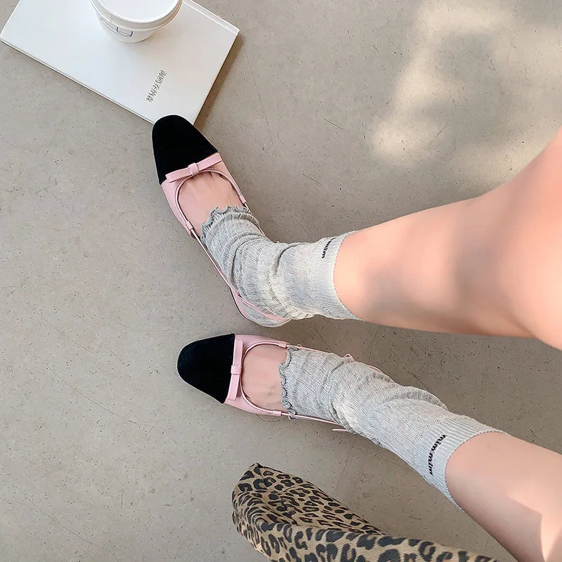 sheepskin Mixed Colors bowknot word-cingulate Sandals