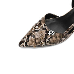 snake patterned cowhide pointed high Heels