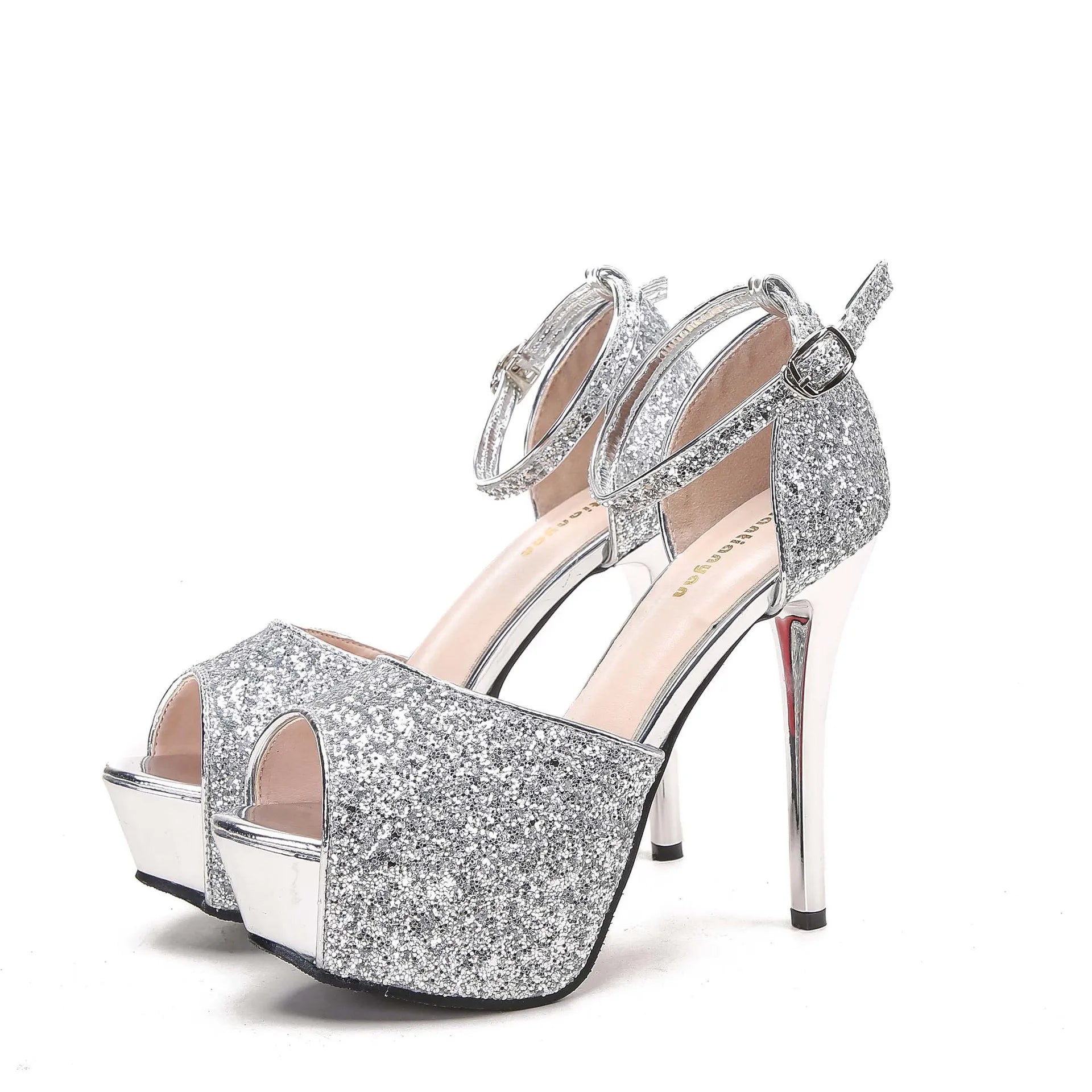 Sequin High-Heeled Sandals