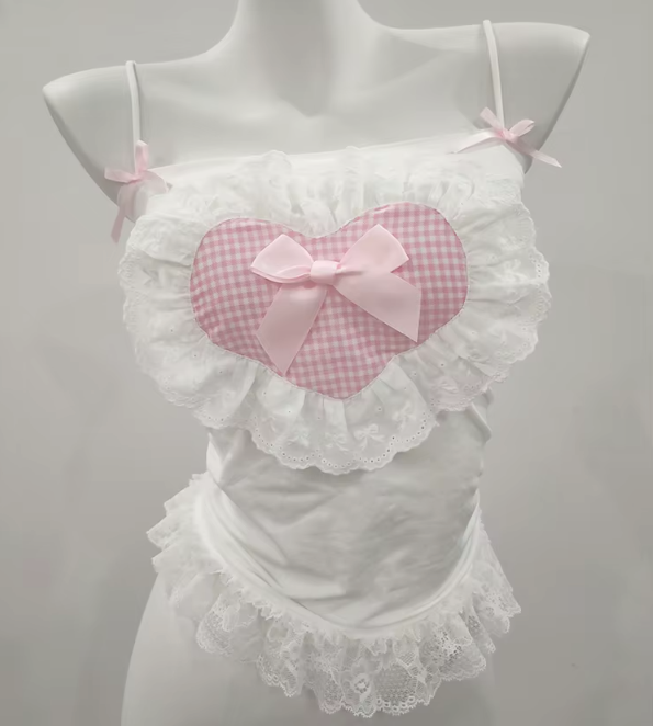 Ruffle Heart Bow Coquette Top