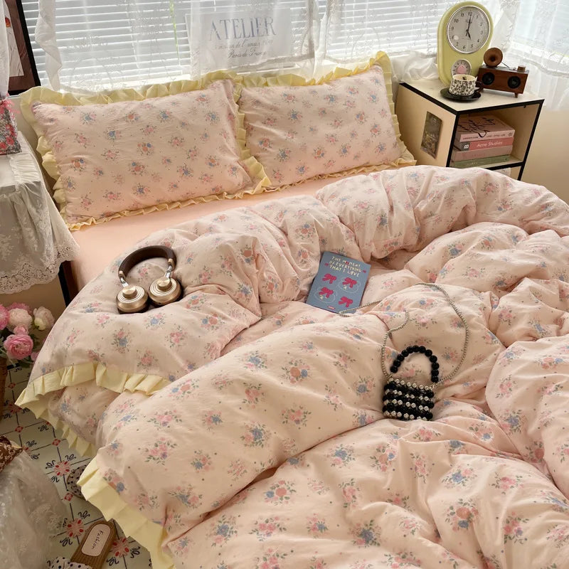 2025 Washed 4PCS Duvet Cover Set All Seasons Bedding Set