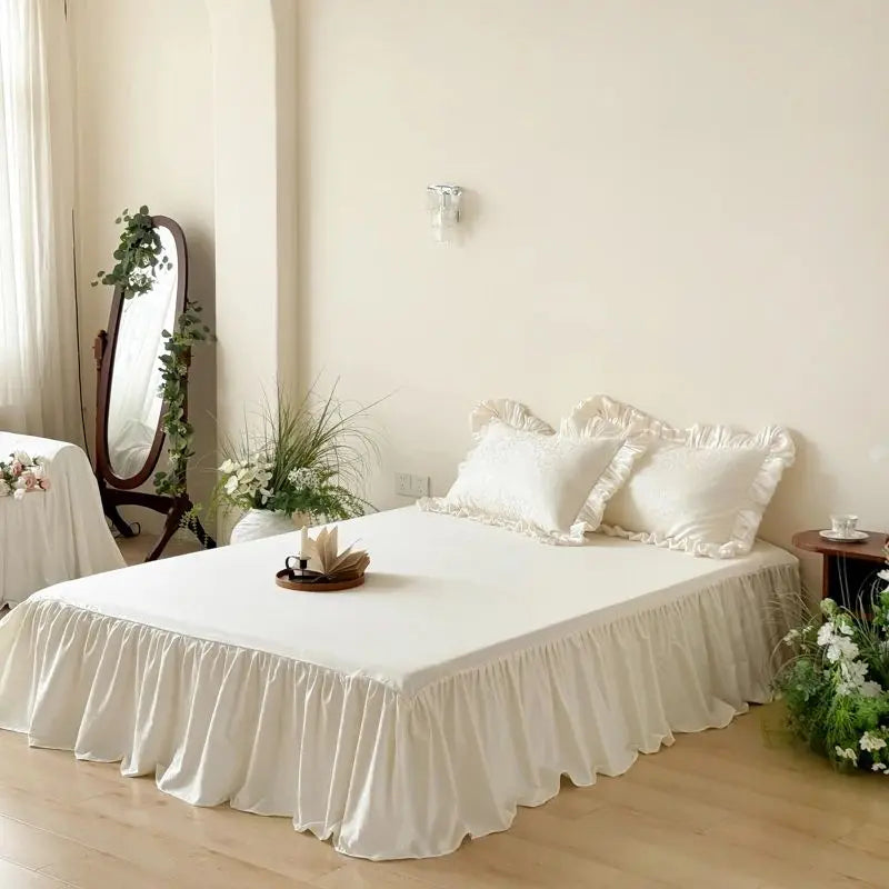 Vintage Jacquard Lace Ruffles Bow Princess Bedding Set