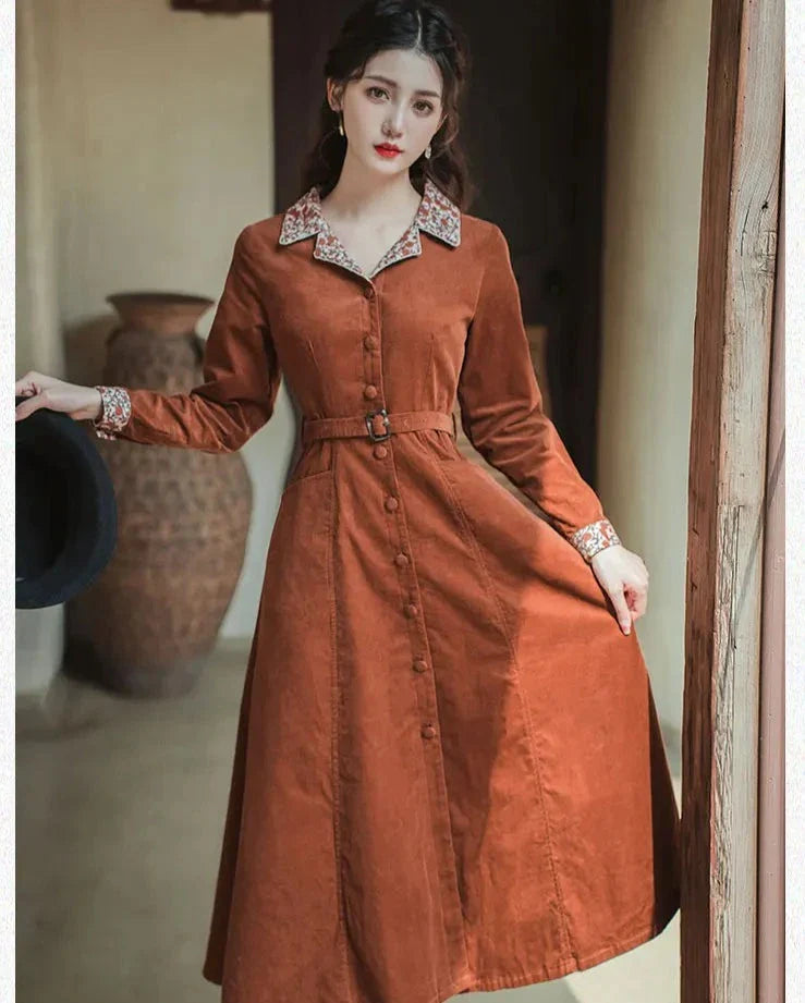Leandra Corduroy Trenchcoat Dress