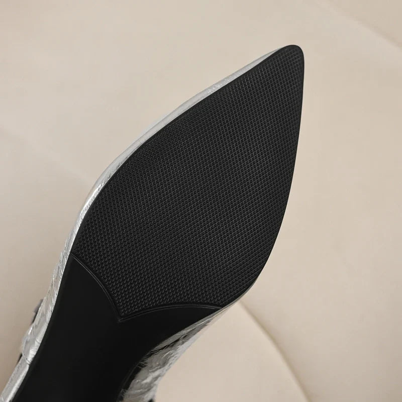 leather cowhide high Heels