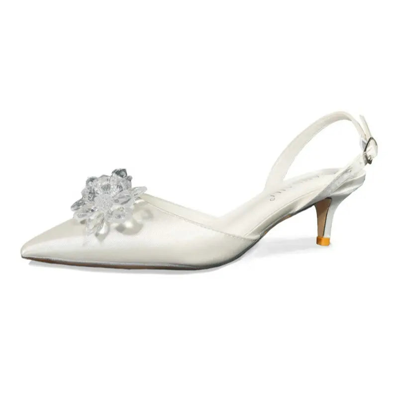 Style Pointy Low Heeled Wedding Shoes