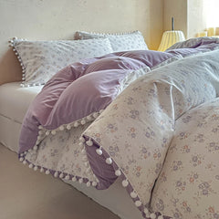 Floral Print Single Double Duvet Cover Set Soft Comfortable Queen Comforter Cover and Pillowcase Skin-friendly Bedding Set