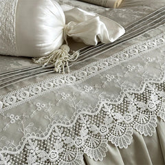 Vintage Embossed Jacquard Large Lace Ruffles Bedding Set