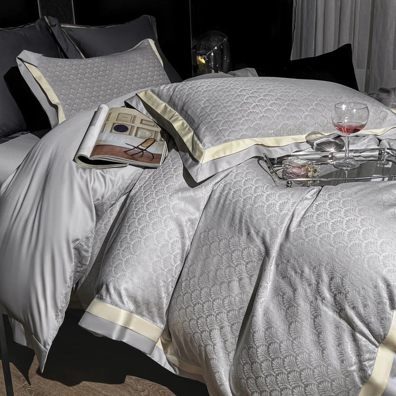 Lyocell Cotton Jacquard Soft Silky Luxury Bedding Set