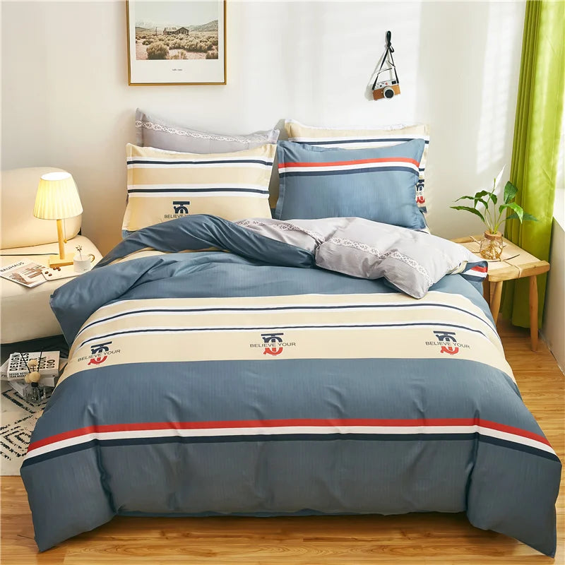 Nordic All Cotton plaid comforter cover for double bed 100% Pure Cotton Quilt cover 1pcs soft Simple Duvet cover King Queen Size