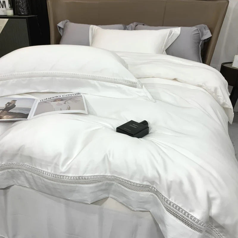 1000TC Egyptian Cotton Luxury White Hotel Style Bedding Set