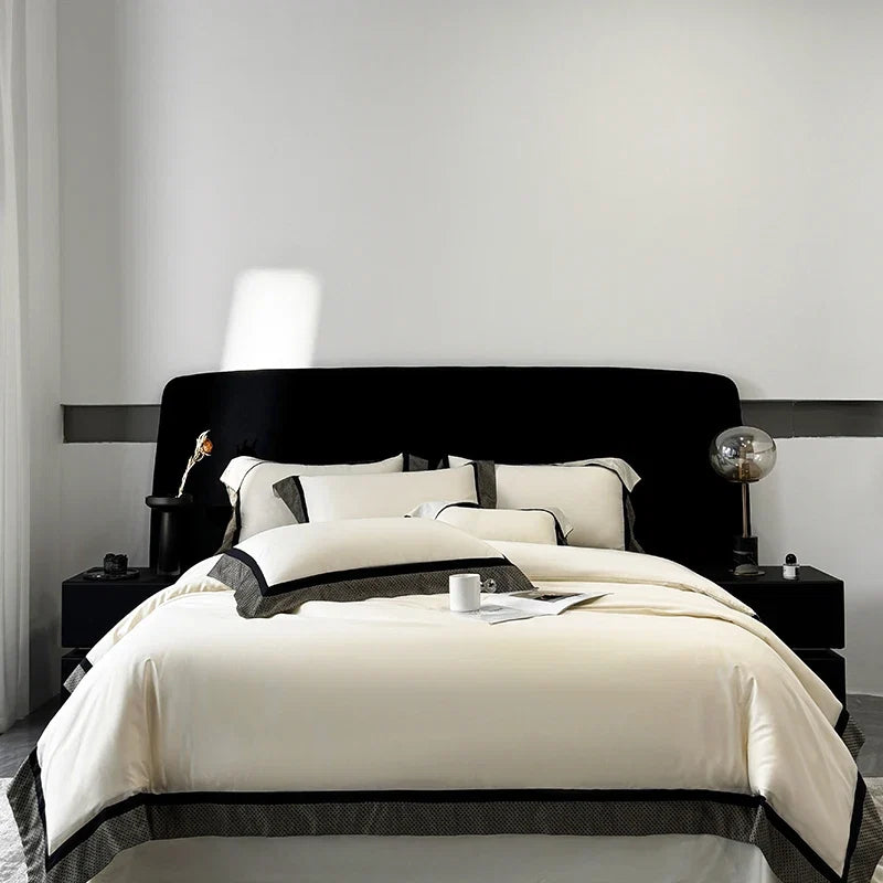 4Pcs Premium 1000TC Egyptian Cotton Simple Solid Color Bedding Set