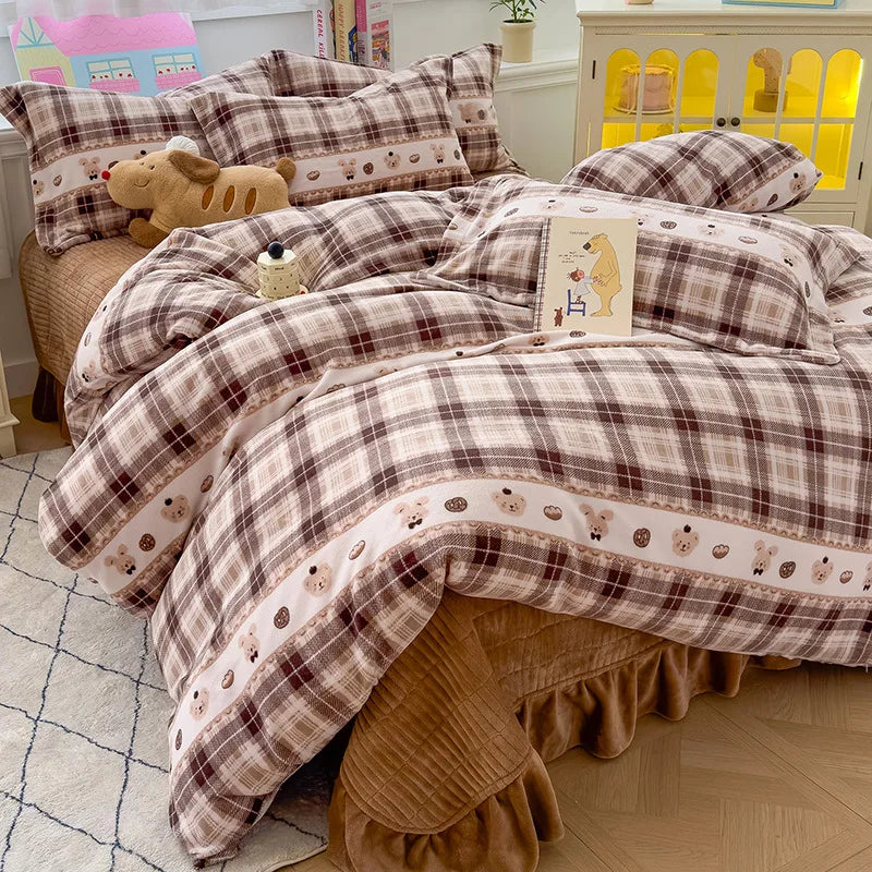 Winter Velvet Quilt Duvet Cover Suit Soft Plush Comforter Cover Queen King Bedding Set