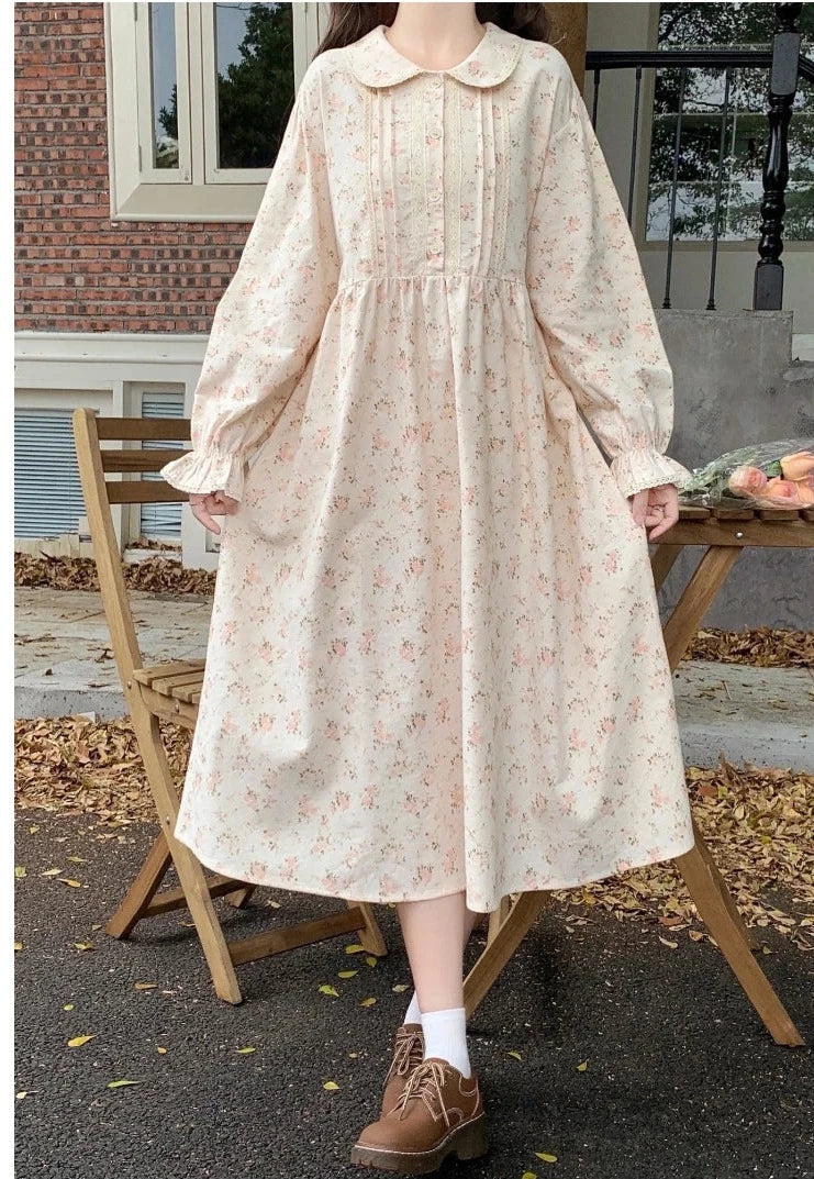 Nectarine Cotton Cottagecore Floral Dress