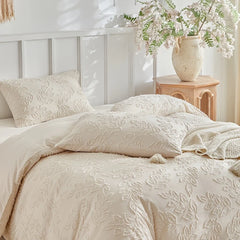 Solid Color Jacquard Duvet Cover Set High Quality Queen King Microfiber Bedding Set