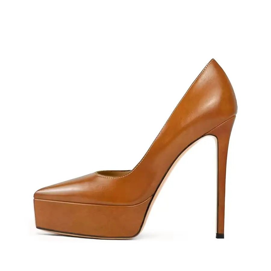 Brown PU Pumps