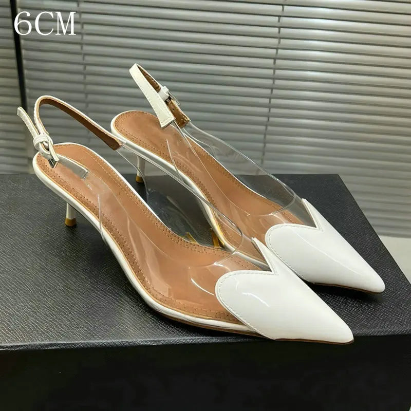 Heart-Shaped Transparent High-Heeled Sandals