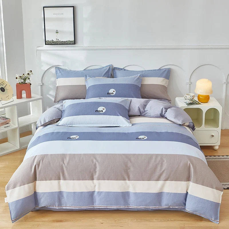 Pastoral Printed Quilt Covers 1PCS All Cotton Soft Comforter Cover Strip Simple Duvet Cover for Single Double Bed of 120 200