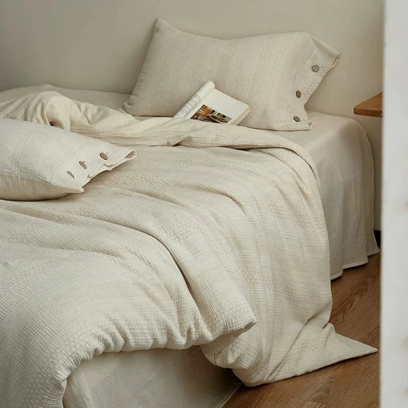 Pure cotton breathable and dry bedroom bedding four piece set Japanese style light luxury and high-end feel