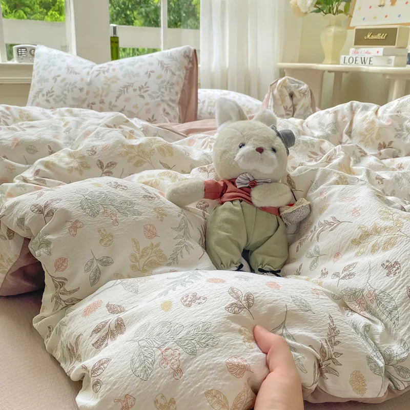 Korean Wrinkled Double Layered Yarn Bedding Sets