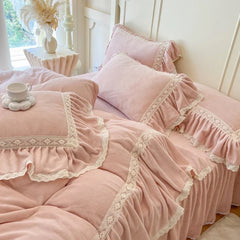 Milk Velvet Winter Warm Thickened Princess Bedding Set