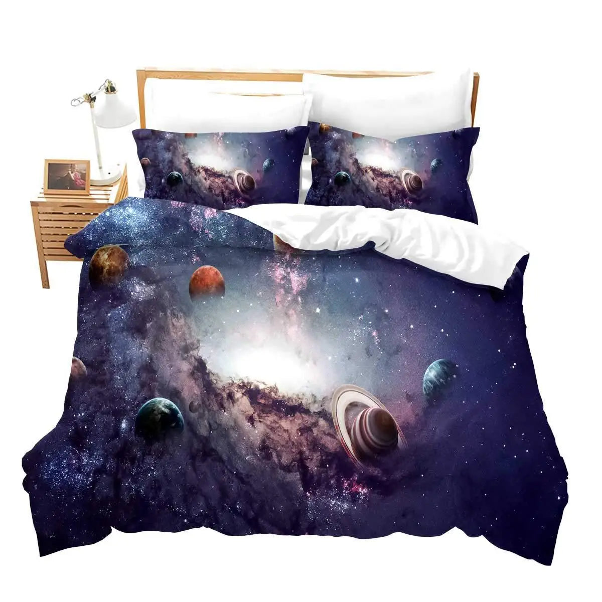 Universe Duvet Set with Pillowcase Planet Galaxy Printed Boys Girls Custom Made Digital Printed 3-Piece No Bed Sheet Bedding Set