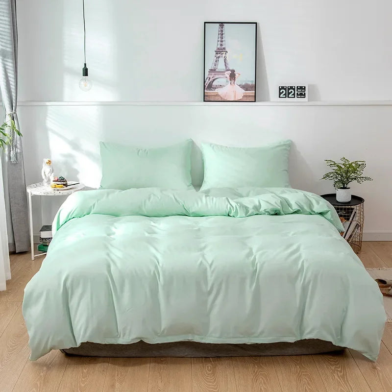 Nordic Solid Color Brushed Duvet Cover 220x240 Single Double Bed Microfiber Bedding Set