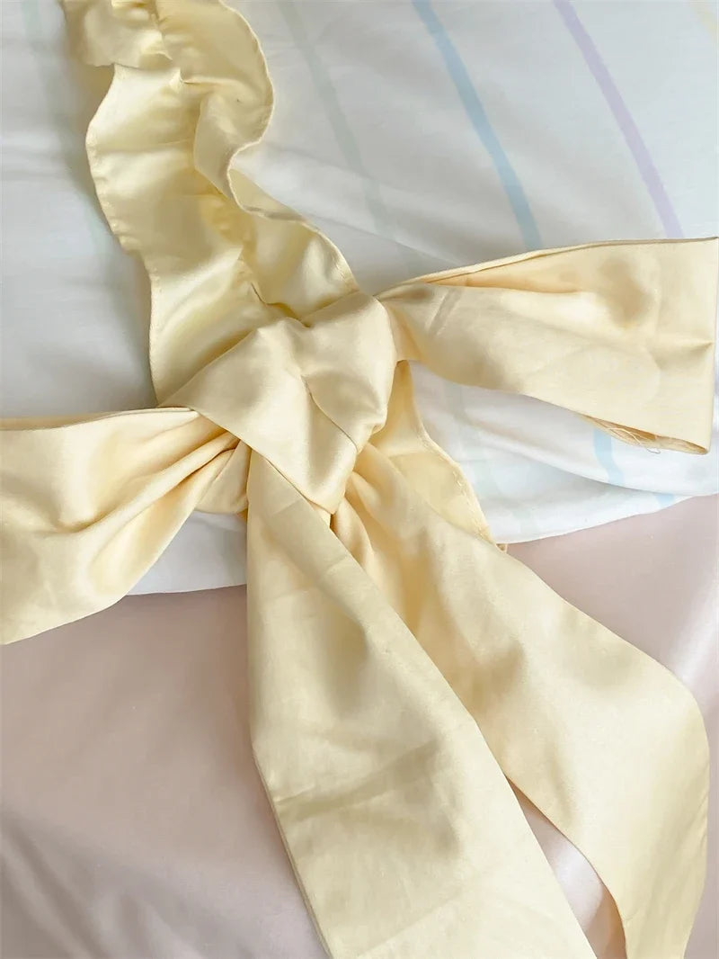 Colorful Ribbon Bow Korean Princess Style Bedding Set