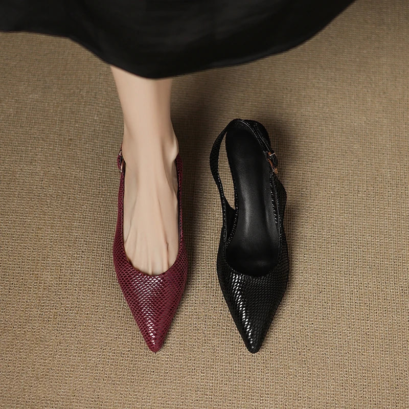 snake patterned sheepskin pointed thin Heel
