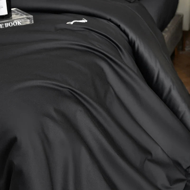 Luxury 1400TC Egyptian Cotton Soft Silky Black Bedding Set
