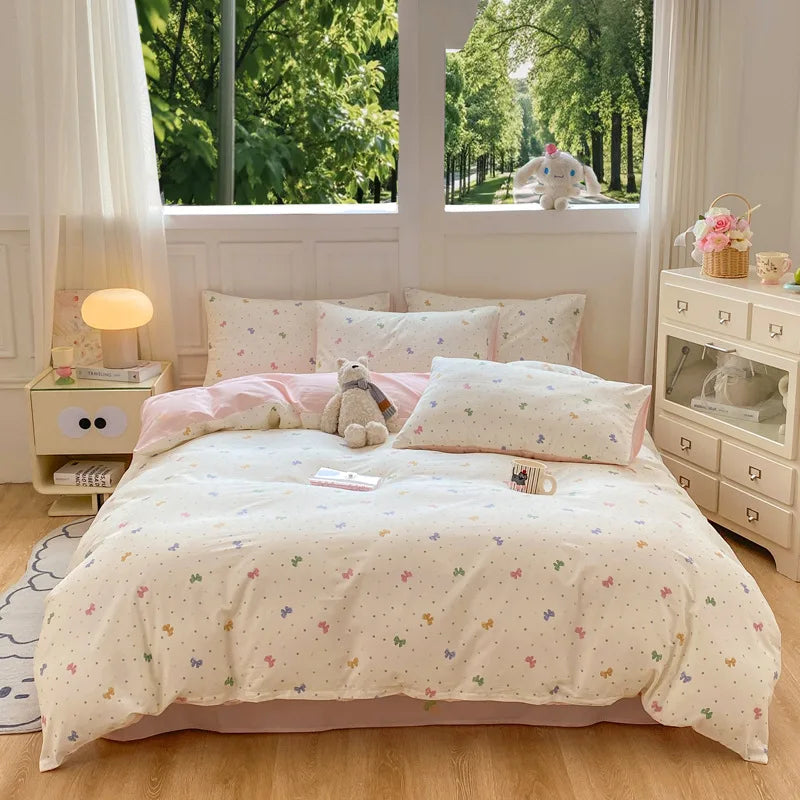 Cotton 4 Piece Bed Set Soft Breathable Bedding
