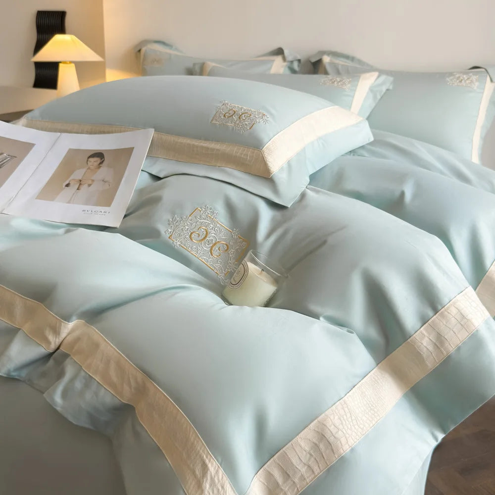 High Quality Long Staple Cotton Embroidery 4 Piece Bedding Set