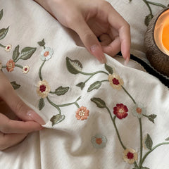 Elegant Flowers Embroidery Luxury Bedding Set