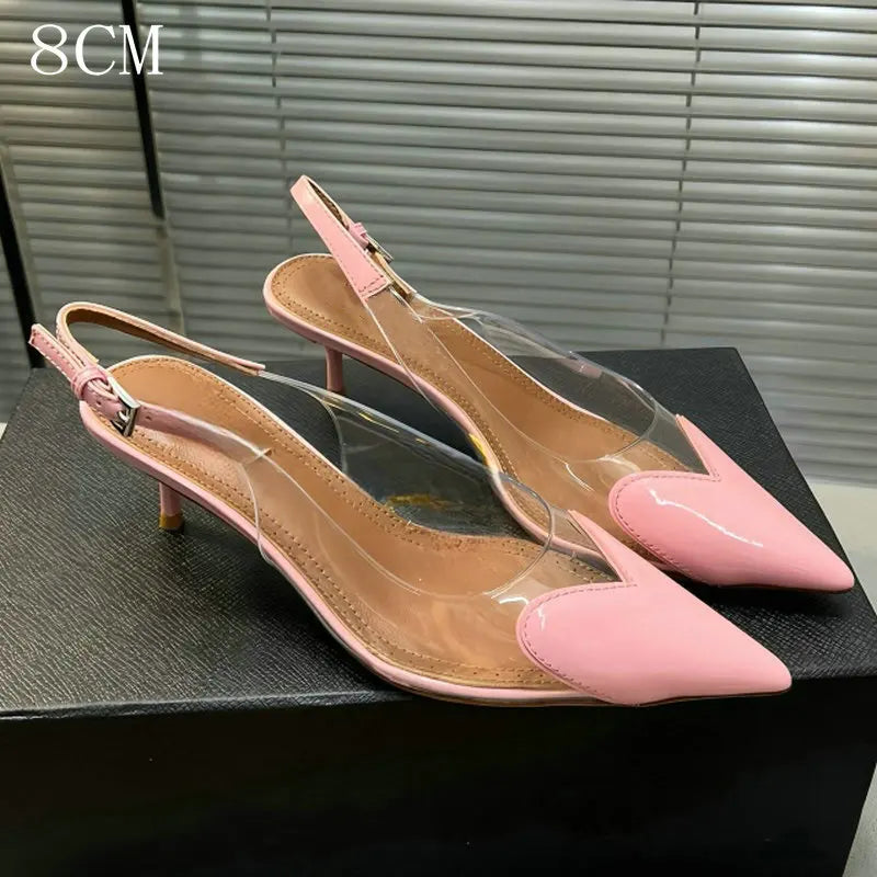 Heart-Shaped Transparent High-Heeled Sandals